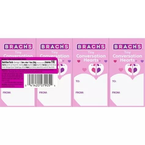 Brach's Tiny Conversation Hearts "To/From" Boxes, 1.0oz, Valentine's Candy, 4 individually wrapped packs