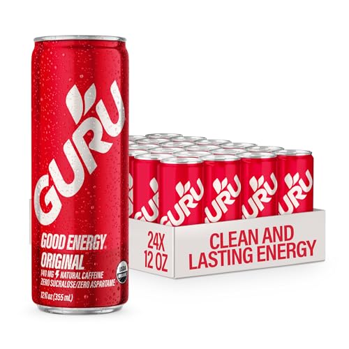 GURU Organic Energy Drink, Original, Natural Caffeine, 12 Fl Oz, 24 Pack