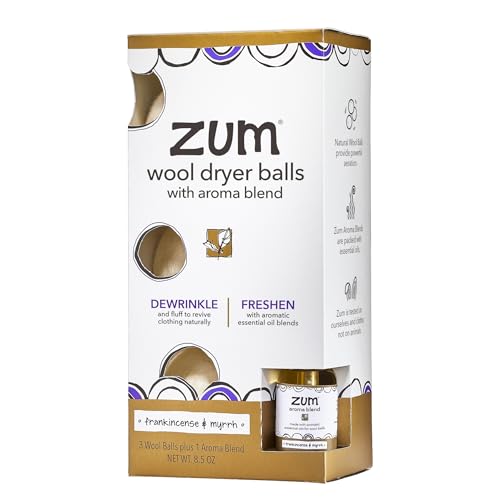 Zum Indigo Wild Laundry Dryer Balls Kit - Wool Laundry Balls for The Dryer - Essential Oil Spray - Reusable Drying Balls for Laundry - Frankincense