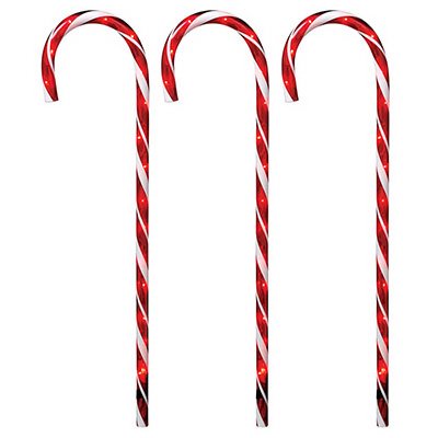 Holiday Wonderland 21258-88 Pathway Candy Cane, Red, Transparent, 27-in., 3-Pc. - Quantity 12