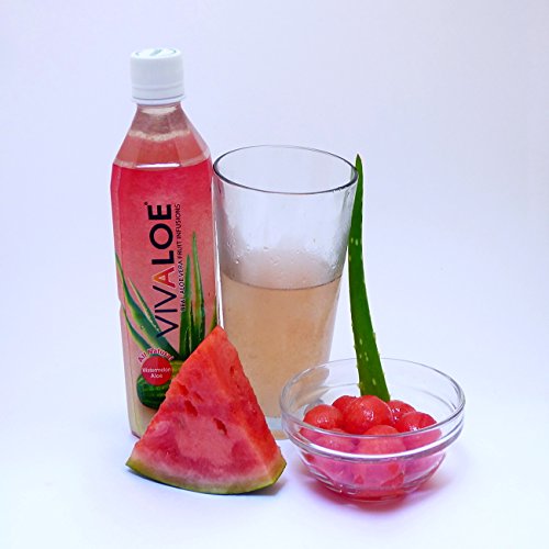 Vivaloe Watermelon Flavor Aloe Beverage All Natural Aloe Juice, 16.9 fl. oz./500 mL, 12 Count