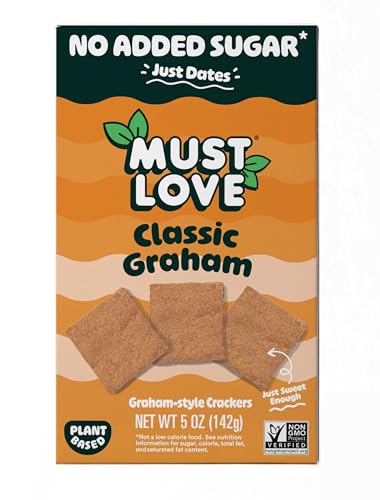 Must Love Classic Graham - No Added Sugar, Sweetened with Dates - Great for Pie Crust, Mini S'more, Cheese Boards - Simple Ingredients, Vegan
