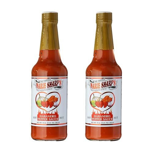 Marie Sharp's Hot Habanero Pepper Sauce, 10 oz - Authentic Belizean Hot Sauce with Fresh Red Habanero Peppers (Pack of 2)