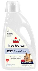 BISSELL Free & Clear OXY Carpet Deep Clean Solution, for use in leading upright carpet cleaners, 60oz, Same powerful clean, gentle for families
