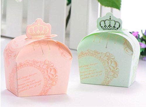 Krismile 50Pcs Royal crown design sweet candy Chocolate cookies box, Wedding Favor gift boxes for cakes Party decor (Green)