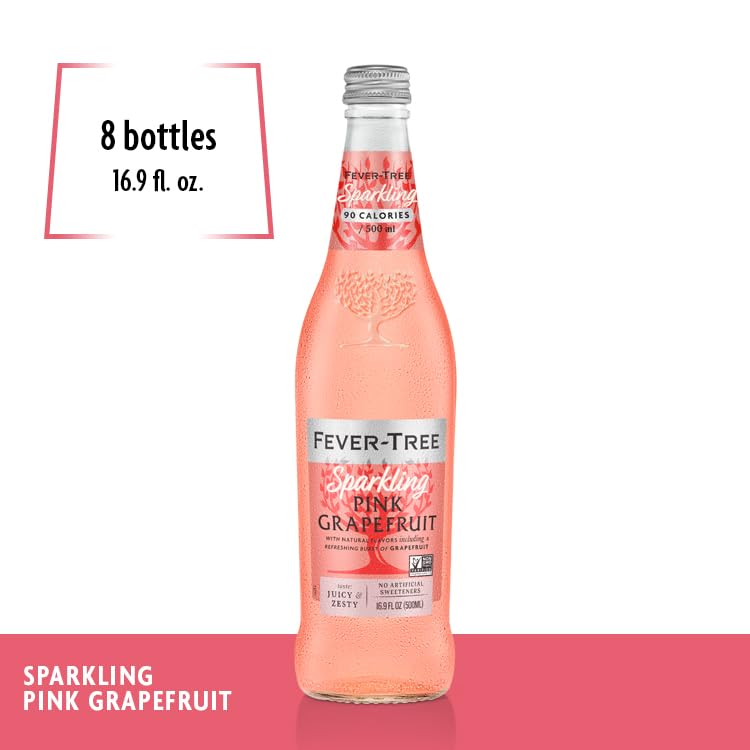 Fever-Tree Sparkling Pink Grapefruit - Premium Quality Mixer - Refreshing Beverage for Cocktails & Mocktails. Naturally Sourced Ingredients, No
