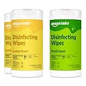 Amazon Basics Disinfecting Wipes, Lemon & Fresh Scent, Sanitizes, Cleans, Disinfects & Deodorizes, 255 Count (3 Packs of 85), Packaging May Vary