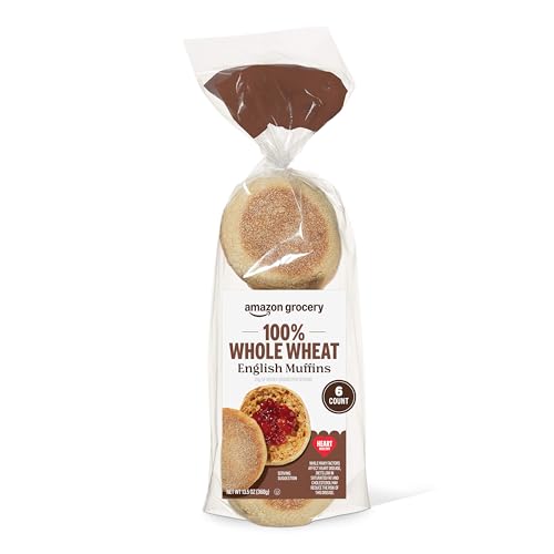 Amazon Grocery, 100% Whole Wheat English Muffins, 13.5 Oz, 6 Ct, (Previously Happy Belly, Packaging May Vary)