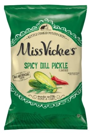 Ms Vickes Spicy Dill Pickle Kettle Cooked Chip 1.375oz (16 Pack) Bundled By Wittbizz Snacks