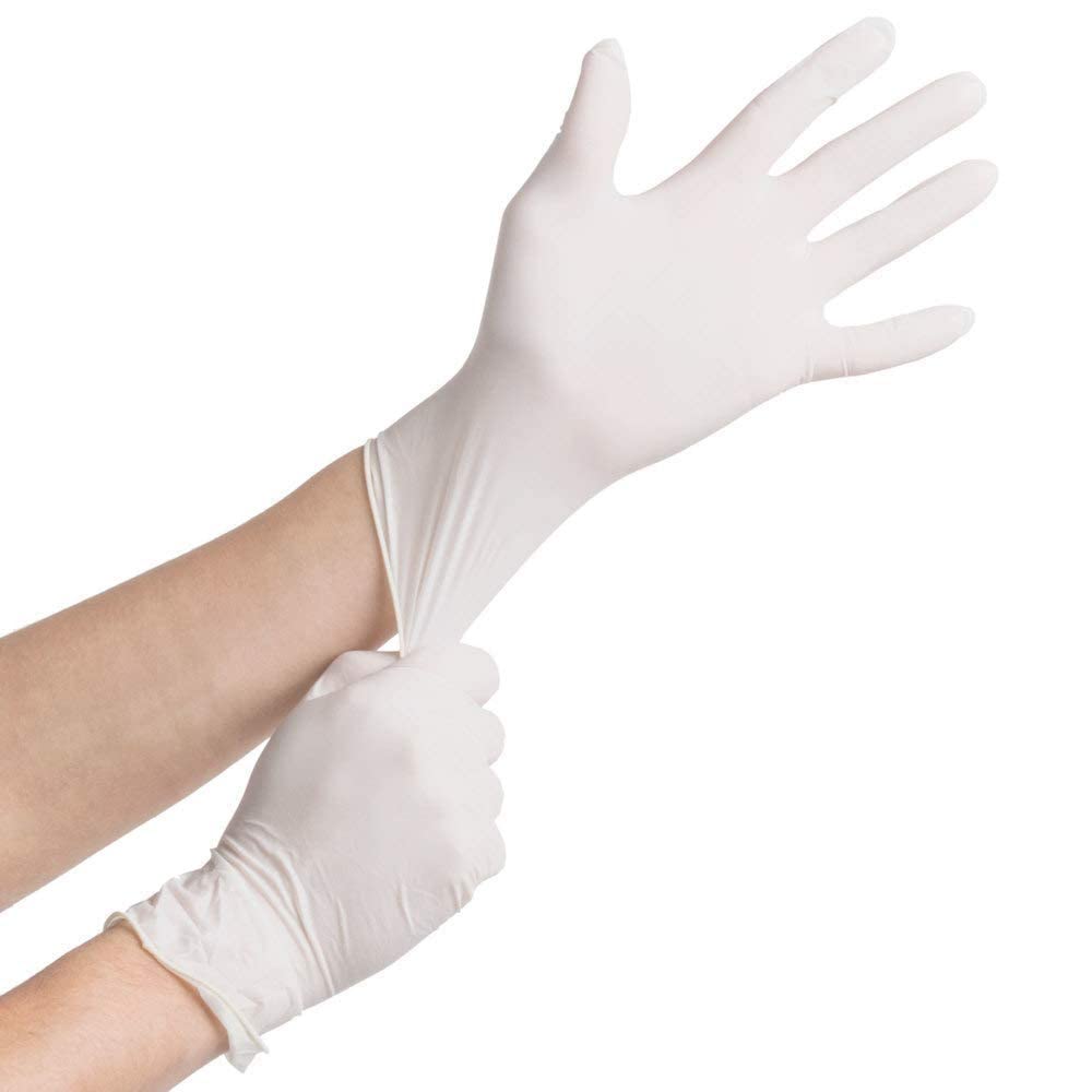 Eco Craft Stix Disposable Latex Gloves Powder Free Cleaning Gloves and Foodservice Gloves. Size Large Pack of 100CT, White