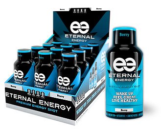 Eternal Energy shot BERRY flavor 2oz - 12 Pack - Vitamin B, Vitamin C, Amino Acids, Antioxidants, Caffeine, Quercetin, Taurine, Green Tee
