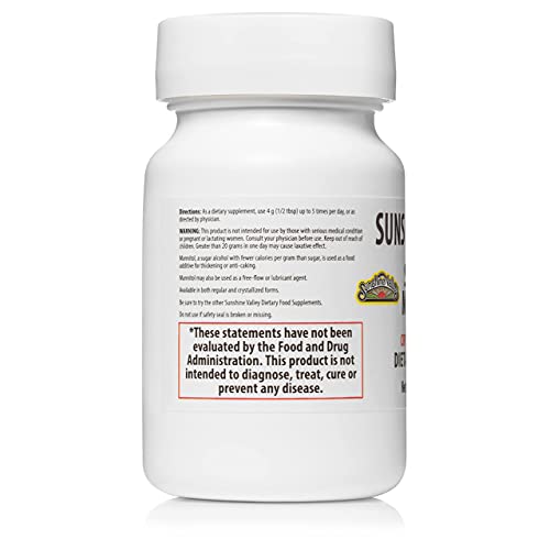 Sunshine Valley® Crystalized Mannitol 1 oz - Natural Sugar Substitute - Free Flow Pour - Dietary Supplement