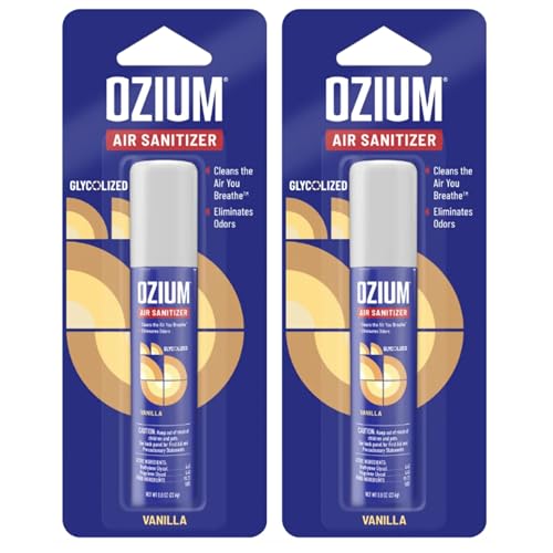 Ozium 0.8 oz. Air Sanitizer & Odor Eliminator for Homes, Cars, Offices and More, Vanilla Scent, Pack of 2