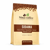 SINA COFFEE Premium 100% Arabica Ethiopian Coffee - Sidama Single Origin Medium Roast Whole Bean Coffee - 12oz Freshly Roasted”