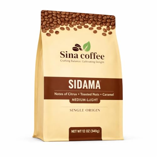 SINA COFFEE Premium 100% Arabica Ethiopian Coffee - Sidama Single Origin Medium Roast Whole Bean Coffee - 12oz Freshly Roasted”
