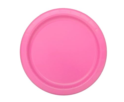 Hot Pink Solid Round Dessert Paper Plates - 7" (Pack of 8) - Vibrant Party Plates for Appetizing Treats - Perfect for Birthdays & Events