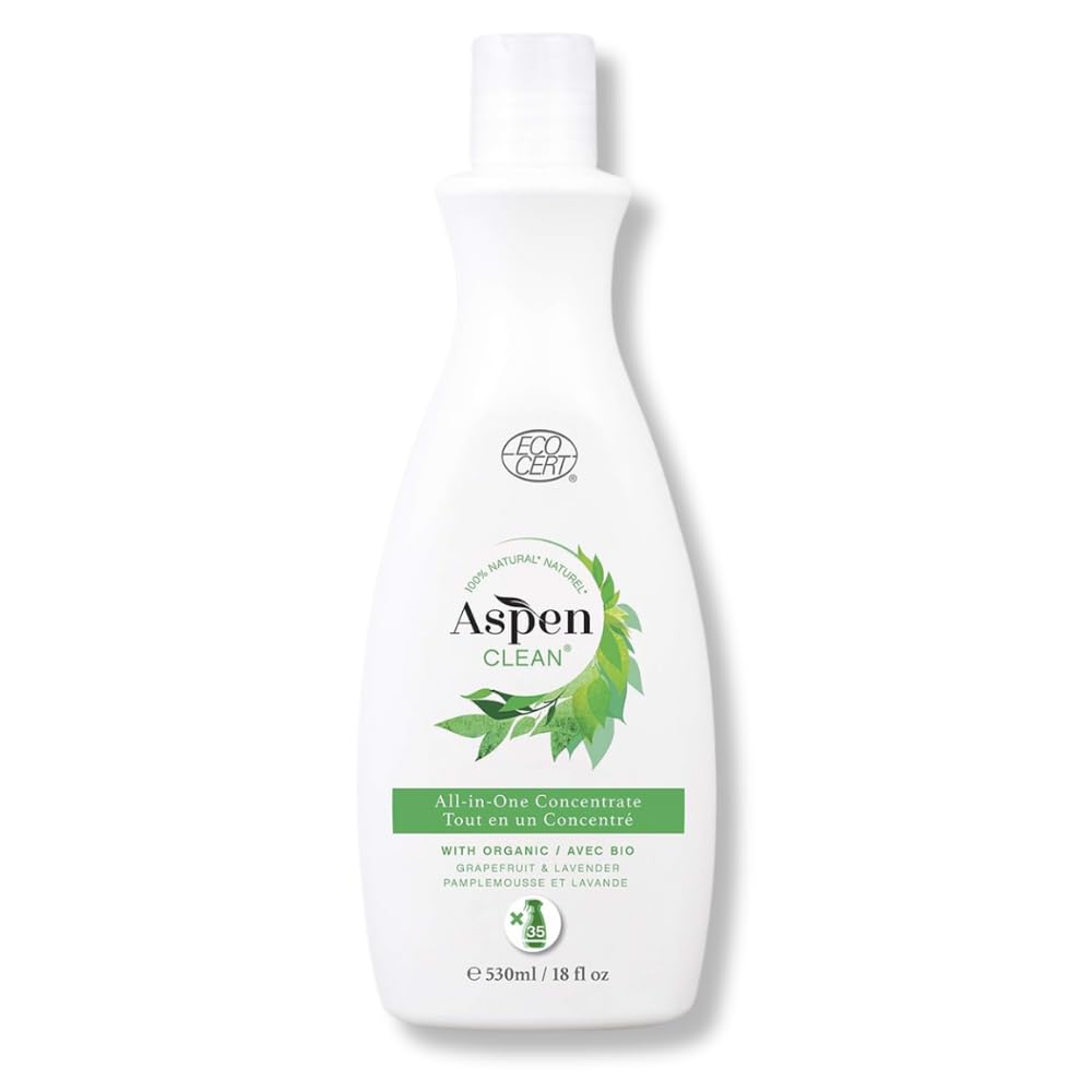 AspenClean Natural Multi-Surface Cleaning Concentrate | Kitchen, Bathroom, Glass & More | Makes 35 bottles | 18 floz