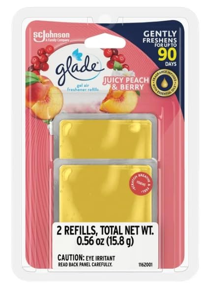 Glade Gel Air Freshener, 2 Count Refills, Juicy Peach & Berry, 0.56 oz
