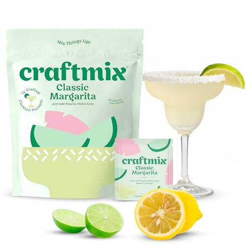 Craftmix Classic Margarita Cocktail & Mocktail Drink Mixer, Skinny Mixes - Water Flavoring Packets - Made With Real Fruit - Vegan, Low-Carb