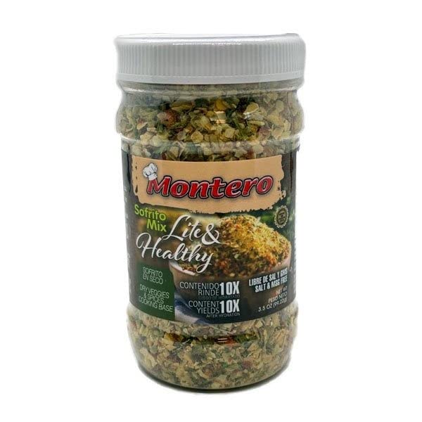 Montero Sofrito Mix 3.5oz (2 Pack) - Dry Veggies & Spices Cooking Base - Salt & MSG Free - Natural Ingredients - Lite & Healthy
