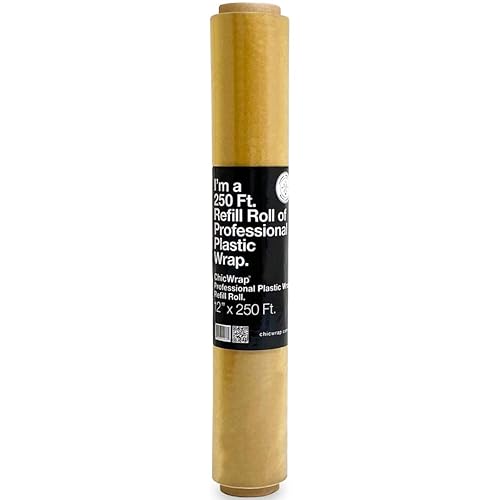 ChicWrap Professional Grade Plastic Wrap Refill Roll - 12 Inch X 250 Feet - Professional Grade Plastic Wrap - BPA Free and Kosher Certified - Reduces