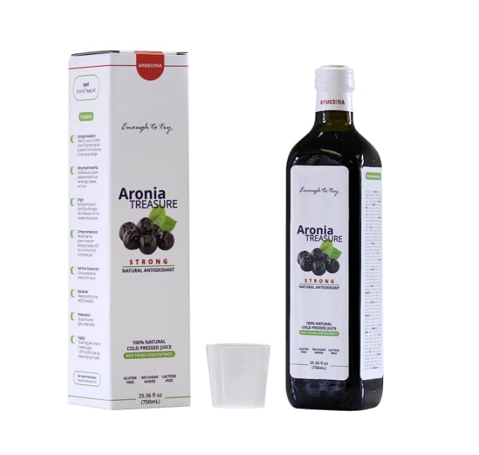 [Aronia Treasure] 100% Aronia Berry Juice: Rich in Antioxidants, Gluten-Free, Vegan, Not From Concentrate, made from Premium Aronia Berries