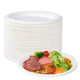 ECOLipak 100% Compostable 10 Inch Heavy Duty Paper Plates, 150 Pack Disposable Biodegradable Eco-friendly Sugarcane Bagasse Plates for Dinner