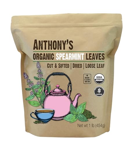 Anthony's Organic Dried Spearmint Leaves, 1 lb, Gluten Free, Non GMO, Cut and Sifted