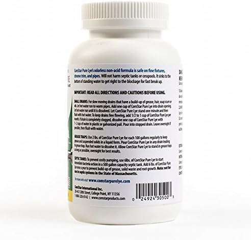 ComStar Pure Lye | 1 lb, 99% Pure Sodium Hydroxide | Eco-Friendly, Industrial Strength, Drain Opener | Safe on Fixtures | Static-Free, Unique Beads
