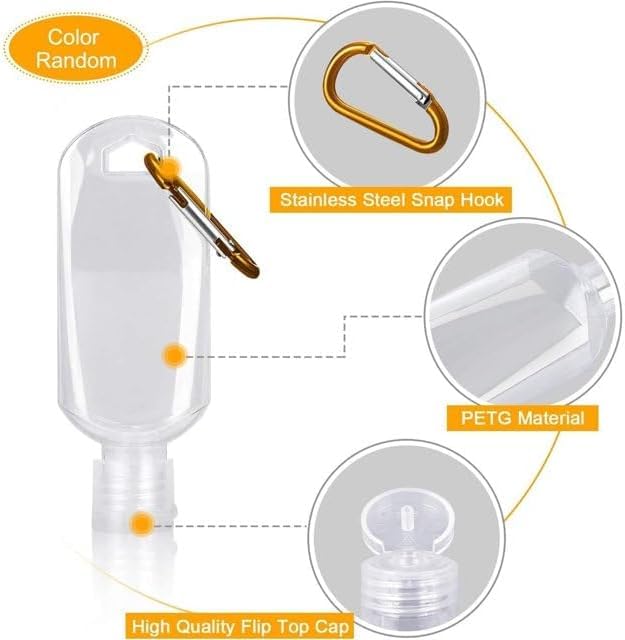 Weicoca 3Pcs Transparent Portable Hot Sauce Keychain Bottles, Refillable Travel Size Hot Sauce Keychain, 2oz/50ml Transparent Portable Bottles, Suit