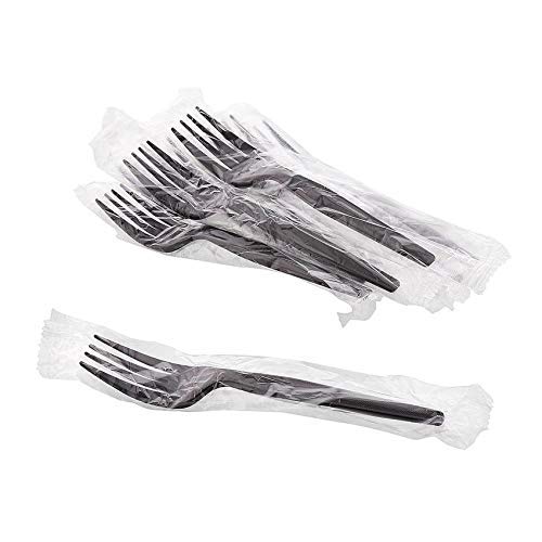 Individuanlly Wrapped Heavy Weight Plastic Fork (Black, 200)