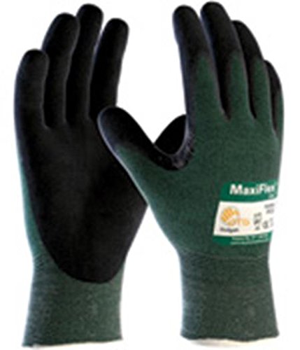 ATG 34-8743/XS Maxiflex Cut, Green Eng Yarn Shell, Black Nitrile Microfoam Grip, A2 Green