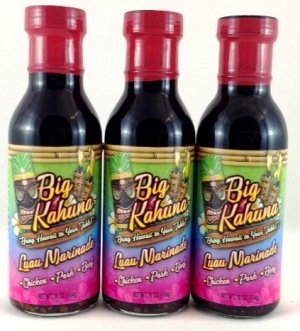 Big Kahuna Luau Marinade, Hawaiian Teriyaki Sauce for Chicken, Pork, Beef, Made with Aloha Shoyu, Fresh Ginger and Garlic, 12 oz Bottles, 3 Pack