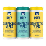 Perk Disinfecting Wipes, Fresh & Lemon Scent, 35 Wipes/Canister - Multi?Surface Cleaning Wipes for Home, Office & Classroom