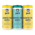 Perk Disinfecting Wipes, Fresh & Lemon Scent, 35 Wipes/Canister - Multi?Surface Cleaning Wipes for Home, Office & Classroom
