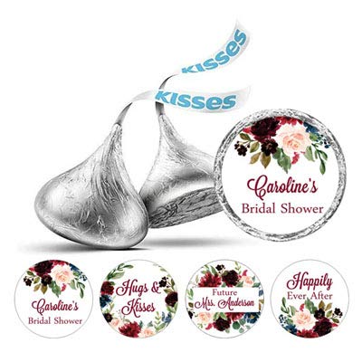 Darling Souvenir 190 Pcs Personalized White Pre-Wedding Celebration Candy Drop Stickers - Self-Adhesive Mini Chocolate Wrappers for Bridal Shower