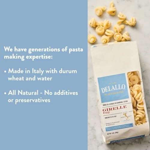 DeLallo Girelle Pasta, Curly Swivel Shape, Vegan, Kosher, Non-GMO, Made in Italy with 100% Durum Wheat Semolina, Bronze Cut, 16 oz Bag, (2 Pack)