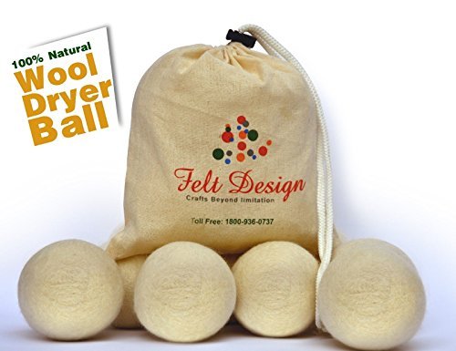 Wool Laundry Dryer Ball 4 Pieces by Mili Felt- Reusable Extra Large Premium Natural Fabric Softener, Reduces Clothing Wrinkles, Eco-Friendly ~ Made