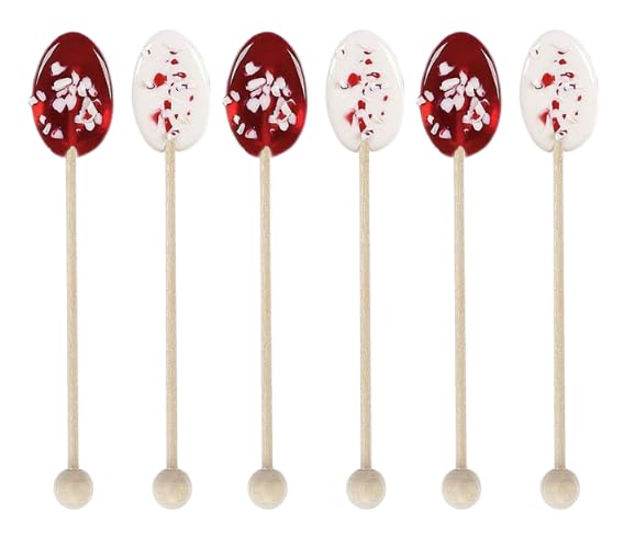 Peppermint Candy Spoons - Edible Stirring Spoons for Hot Beverages & Desserts | 6 Spoons | GLUTEN FREE | Naturally Flavored | Real Honey | Great