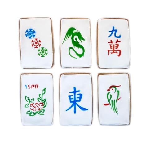 Mahjong Tile Cookies- Set of 6 Crunchy Shortbread Cookies Individually Wrapped by BakersDozenToGo