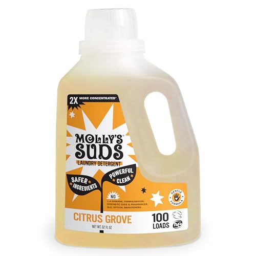 Molly's Suds Liquid Laundry Detergent | Clean Laundry Detergent Soap for Sensitive Skin | 2x Concentrated, High Efficiency (HE) | Citrus Grove - 100
