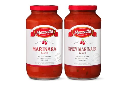Mezzetta Marinara Sauce Jar Variety Pack - Spicy & Traditional Flavors - Non-GMO, Gluten Free, Vegan Sugar Free Tomato Sauce - Authentic Taste