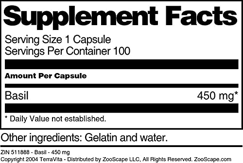 Basil - 450 mg (100 Capsules, ZIN: 511888) - 3 Pack