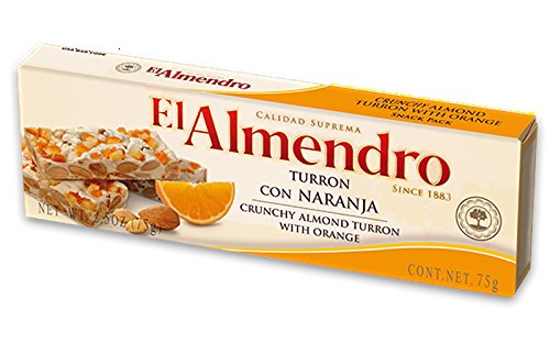 El Almendro Crunchy Almond Turron with Orange 75gr - 3 pack