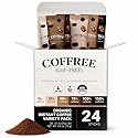 COFFREE Organic Instant Coffee Packets Variety Pack - 0% to 150% Caffeine - Mold Free, Low Acid, Single-Origin Arabica - Individual Single Serve
