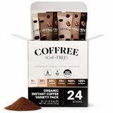 COFFREE Organic Instant Coffee Packets Variety Pack - 0% to 150% Caffeine - Mold Free, Low Acid, Single-Origin Arabica - Individual Single Serve
