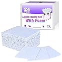 24 Pack Light Scouring Pad with Foam, Triple Cleaning Scrub Pad Singles Heavy Duty Household Non-Scratch Abrasive Hand Pad Multi Surface Magic Sponge
