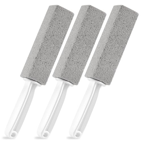 3 Pack Pumice Stone for Toilet Bowl Cleaning with Handle, Scouring Stick Remove Toilet Bowl Hard Water Rings, Calcium Buildup and Rust for Cleaning