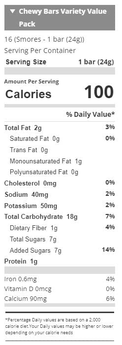 H-E-B Chewy Bars Variety Value Pack, Granola, Breakfast bars, Snacks, Smores, Chocolate chip, Smores, Peanut Butter Chocolate Chip (48 Bars)