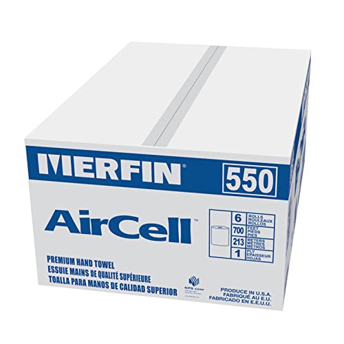 Merfin Hardwound Roll Towel Dispenser Paper Towels -Bulk Case for Business, Dispenser Paper Towel Rolls, SKU 550, (Case of 6)